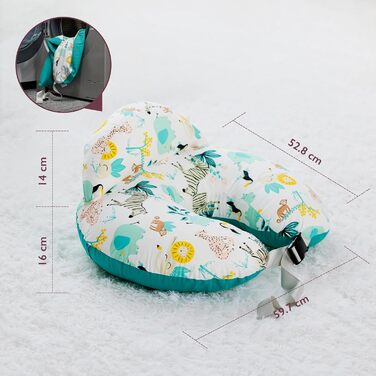 Подушка для годування Momcozy Stillkissen з безпечним бордюром - ергономічна подушка для годування та позиціонування з регульованим ременем та знімним бавовняним чохлом, Meteoritenschauer (Blau)