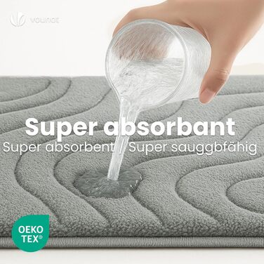 Набір килимків для ванної кімнати VOUNOT 2 шт. з мікрофібри, м'який, швидковисихаючий, 60x90 см, сірий