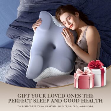 Ортопедична подушка для шиї з піною з пам'яті ефекту, для тих, хто спить на боці, сірий колір, 35x15 см