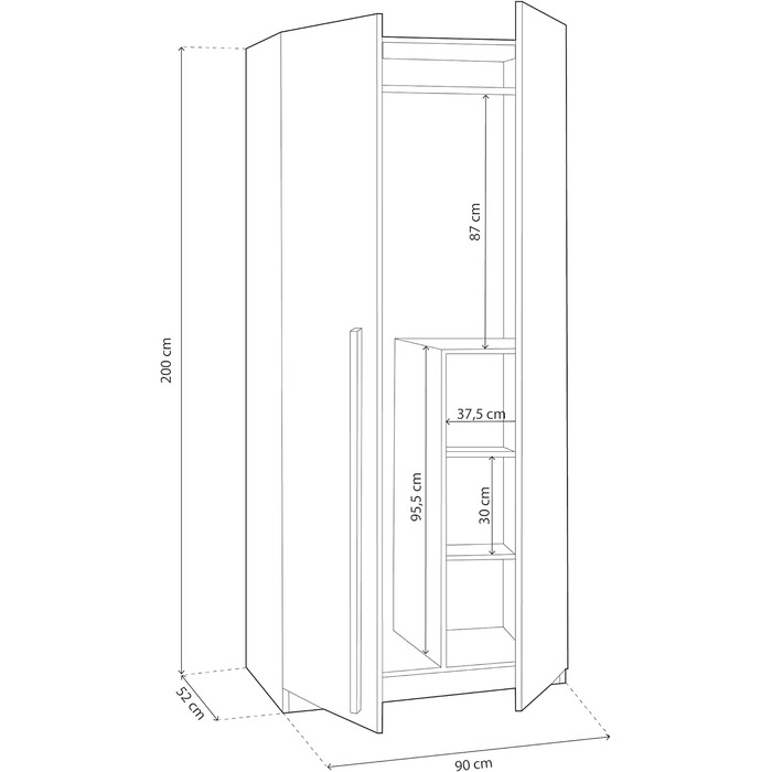Ліжко дитяче Habitdesign Noa з 2 ящиками, білий та ехо-дуб, 97x77x196 см (без ламелей)