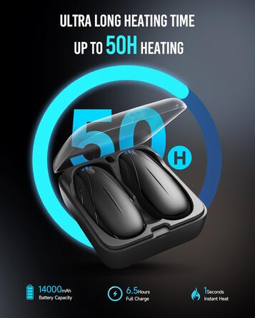 Електричний грієчка для рук 2-в-1 з магнітною основою та зарядним пристроєм, 14000mAh, 3 режими нагріву, для жінок, чоловіків, сімей, гольфу, полюванню та кемпінгу, чорний N7