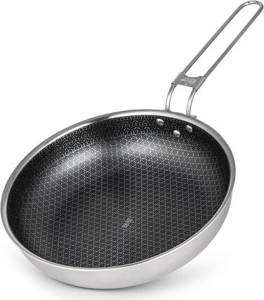 Набір кухонного посуду Campo Libre Enzo I з нержавіючої сталі для кемпінгу | Індукційний посуд для відпочинку на природі | Набір каструль та сковороди для кемпінгу | 6 предметів або (сковорода з покриттям - 24см)