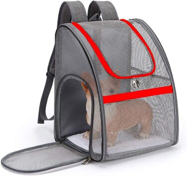 Сумка для перенесення собак PETCUTE дихаюча переноска для маленьких собак легкі рюкзаки для домашніх тварин для кішок складаний похідний рюкзак для активного відпочинку з сітчастими віконними кишенями (червоний)