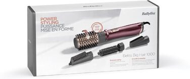 Стайлер для гарячого повітря BaByliss Beliss Big Hair 1000 Вт 4-в-1 з сумкою для зберігання, сірий, AS960E, 39.2