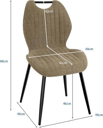 Набір обідніх стільців для кухні, вітальні, їдальні (6 шт., хакі) з м'яким сидінням та металевими ніжками