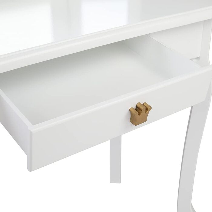 Дитячий туалетний столик LEADZM з пуфом для дівчаток, з двома 180° дзеркалами та ящиком, для дітей 3-9 років (білий & рожевий)