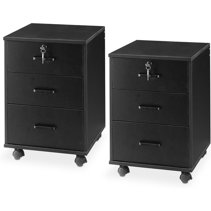 Тумба на колесах TUKAILAI з 3 висувними ящиками, з замком, для офісу, білого кольору