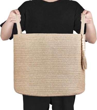 Кошик для білизни Mkono з натурального сизалю, плетений кошик для зберігання речей, коричневий, 40x35 см