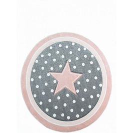 Дитячий килимок Ігровий килимок Дитячий килимок для дівчаток Круглий килимок із зіркою Рожевий Кремово-сірий Розмір 80 см Круглий