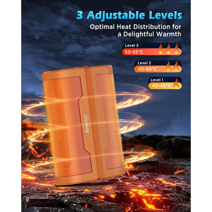 EasyAcc Портативний акумуляторний гріє рука, чорний - великий (помаранчевий)