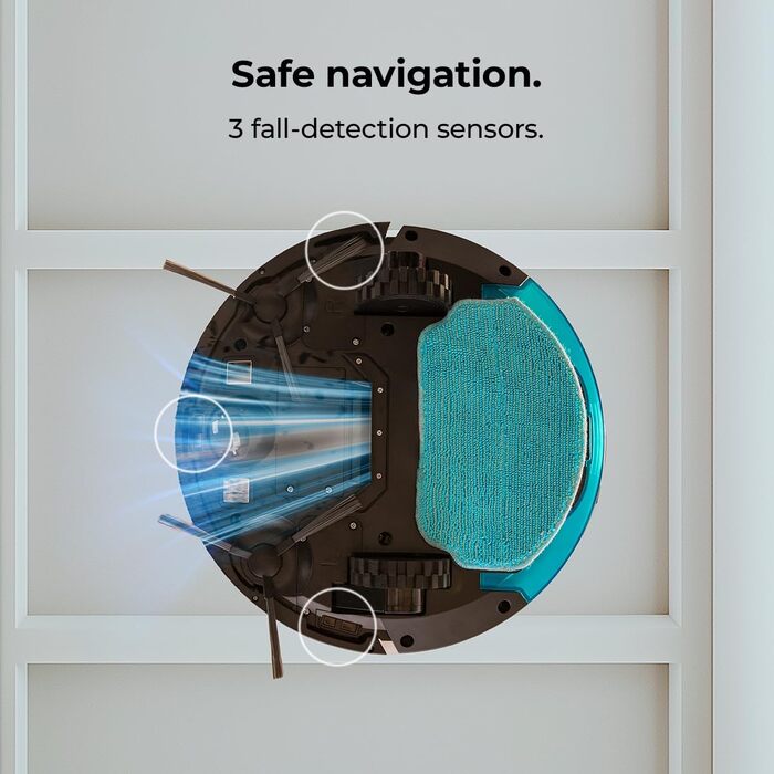 Робот-пилосос Cecotec Conga M10 з гіроскопічною навігацією та керуванням через додаток. Потужність 2000Pa, функція сушіння, 120 хвилин автономної роботи, датчики перешкод та 2 бічні щітки.