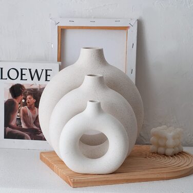Керамічна ваза Sawoake White Donut в стилі бохо L 19,3х18 см біла