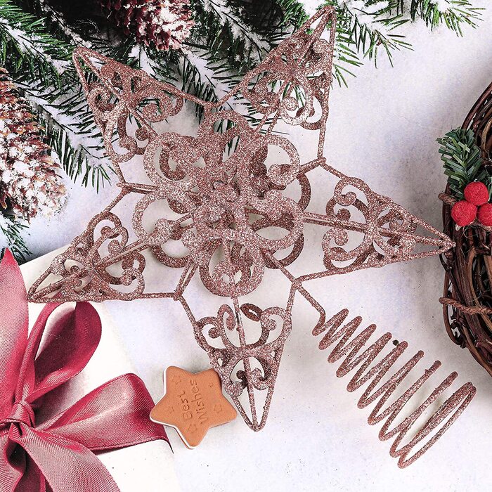 Верхівка для різдвяної ялинки Aneco, 25,4 см, зірка, металеве, блискуче, прикраса для різдвяної ялинки, на Різдво, свято, для дому, бу