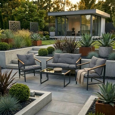 Комплект садових меблів Escal, метал, чорний, 4 предмети