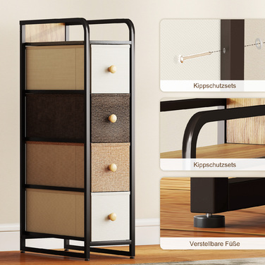 Комод з 4 висувними ящиками з фетру, органайзер з металевим каркасом, 20 x 47 x 84,5 см, різнокольоровий