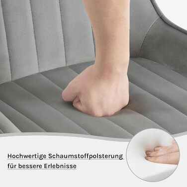 Крісла для їдальні Lestarain, 2 шт., для кухні, вітальні, їдальні, в стилі ретро, з м'яким сидінням, металеві ніжки, до 150 кг, (велюр, світло-сірий)