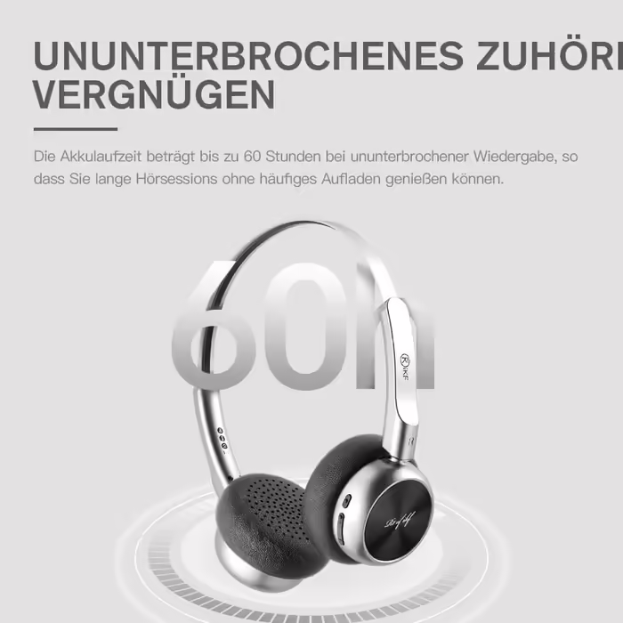 iKF R1 Бездротові Bluetooth накладні навушники ретро-дизайн, 60 годин роботи, стереозвук, режим прозорості, підключення до 2 пристроїв, для iOS/Android, чорні