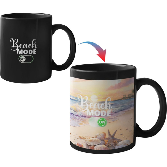 Пляжні подарунки для жінок Onebttl, пляжні тематичні подарунки для любителів пляжу, 340 мл, термочутлива керамічна чашка для кави, що змінює колір, пляжний режим