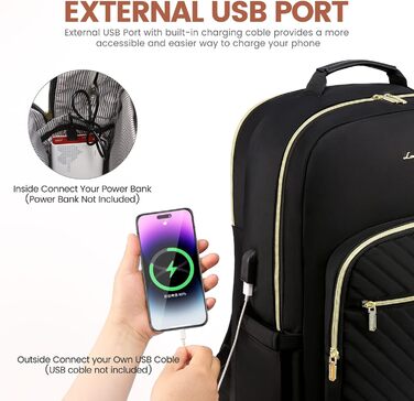 LOVEVOOK Рюкзак для жінок, великий, 15.6 дюймів, для ноутбука, водонепроникний, шкільний, для дівчаток-підлітків, чорний, елегантний, для роботи, для школи, університету, подорожей, 15.6 дюймів, A-чорний