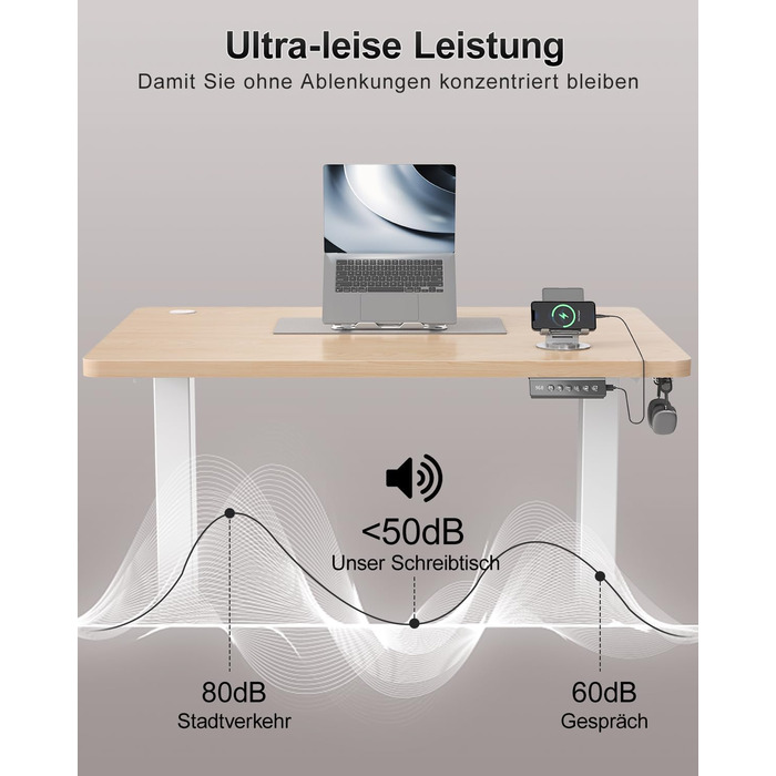 Дитячий електричний стіл Airfish 80x60/140x60 см з регулюванням висоти та функцією пам'яті | Стіл для дому/офісу