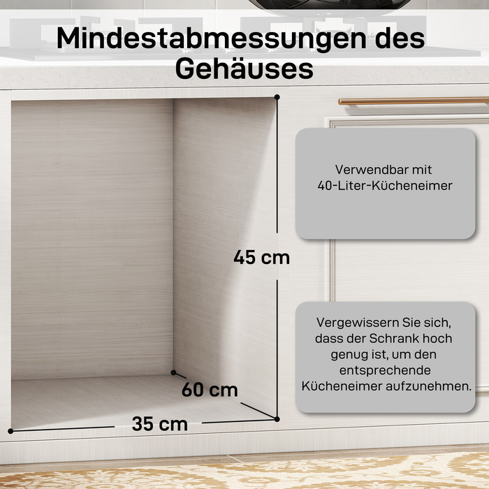 Відро для сміття HOMCOM висувне, 2 x 20 л, знімні контейнери, пластик, метал, сірий