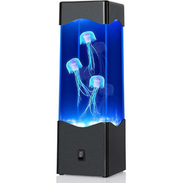 Лавова лампа sencu з зображенням медузи, нічник, світильник для дитячої кімнати, колонка для води з живленням від USB / акумуляторної батареї, лампа для читання в стилі фентезі для вітальні, декоративна лампа для спальні (чорний)