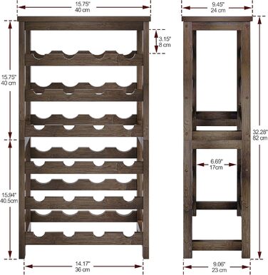 Стеллаж для вина на 24 пляшки з бамбука, 6-рівневий, з полицями, горіхового кольору