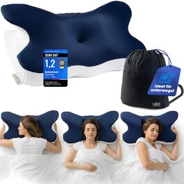 Подушка для шиї Home Vibez® з піною з пам'яті ефекту, знімає біль у шиї та плечах, ергономічний дизайн, ортопедична підтримка шиї з охолоджуючим чохлом для будь-яких положень сну, з сумкою для подорожей