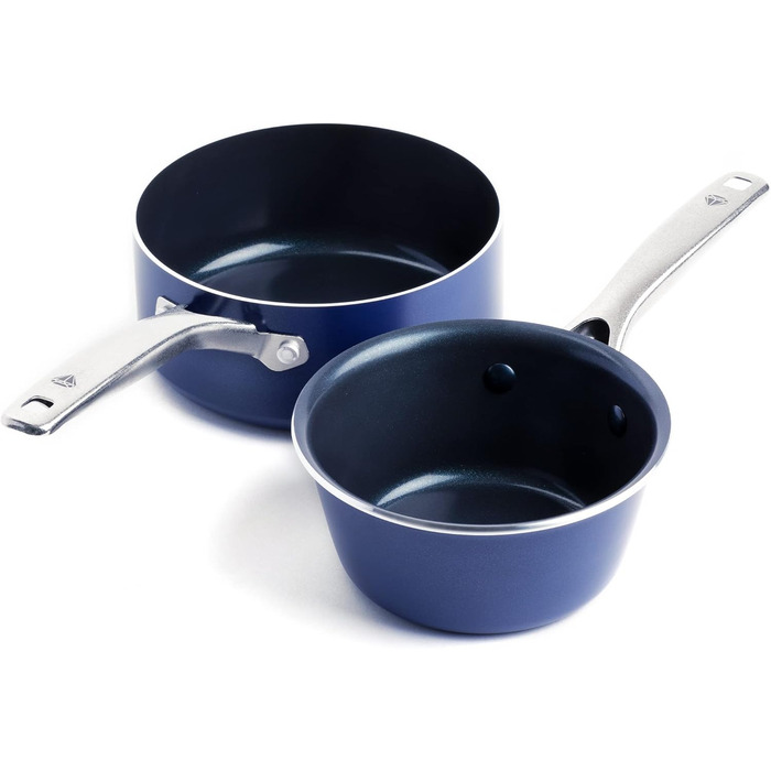 Набір посуду Blue Diamond Cookware Diamantstruktur Keramik Antihaft, 7 предметів: каструлі та сковорідки. Без PFAS, для індукційних плит, безпечний для здоров'я, сумісний з усіма типами плит, миється в посудомийній машині, термостійкий до 200°C.