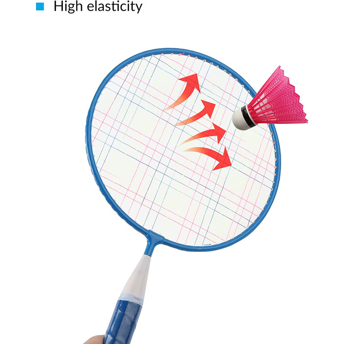 Дитячий набір для бадмінтону, 1 пара ракеток для бадмінтону, легка дитяча ракетка для бадмінтону з 2 ракетками для бадмінтону, 4 воланами, 1 губчастий м'яч для спортивних ігор в приміщенні і на відкритому повітрі (в комплекті з сумкою для перенесення) син