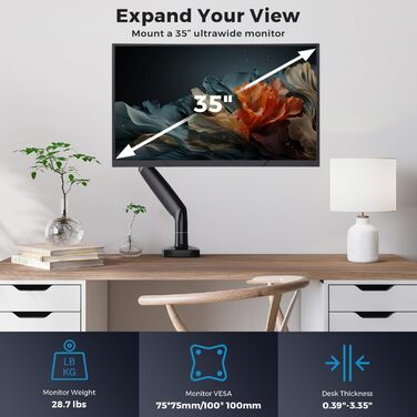 Кріплення для монітора NearHub, 2 монітори, 13-32 дюйми, поворотне, нахильне, обертове, VESA 75/100 мм, максимальне навантаження 10 кг