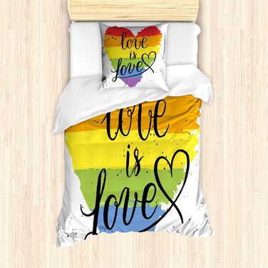 Набір підковдр ABAKUHAUS Pride , Love is Love Art ЛГБТ, антикліщ Алергіки Підходить з наволочками, 135 см x 200 см - 80 x 80 см, Multicolor 135 см x 200 см - 80 x 80 см Багатобарвний