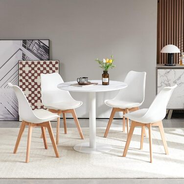 Столик журнальний/обідній у стилі Mid Century Modern з імітацією мармуру. Підходить для кухні, вітальні, спальні, офісу, кафе.