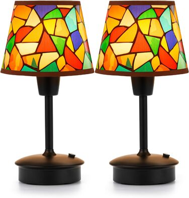 2 шт. Бездротові настільні лампи для обіднього столу з акумулятором 5200mAh, сенсорне регулювання яскравості, портативні лампи для ресторану, вітальні, спальні, бару, їдальні, нічники (багатобарвні, 2 шт.)