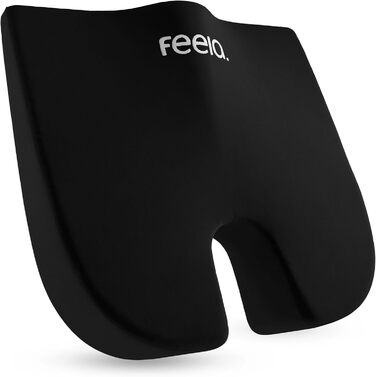 Ортопедична подушка-клинок Feela® для сидіння [3 ступені жорсткості] – ергономічна подушка для автомобіля та дивану, подушка-клинок для сидіння, чорна, м'яка (50-80 кг)