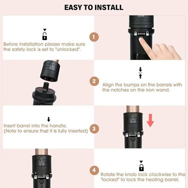 Набір для завивки волосся Janelove 5 в 1 - локони 10-32 мм, кераміка, регулювання температури, рукавички, чохол (рожеве золото)