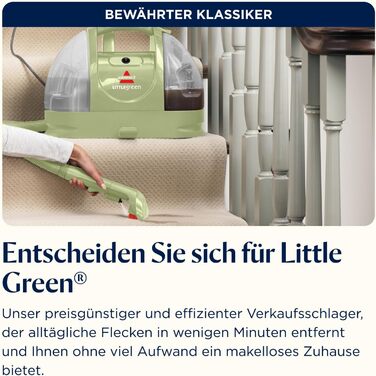 BISSELL Little Green - портативний мийник для килимів та м'яких меблів. Потужний мийник для видалення плям та бруду, для дому, авто та інших поверхонь. Модель 4098N