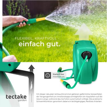 Шланговий барабан Tectake® для стіни, 1/2 дюйма, 10 м, з автозмотуванням. Шланг садовий, котушка для шланга, барабан для поливу, розпилювач.