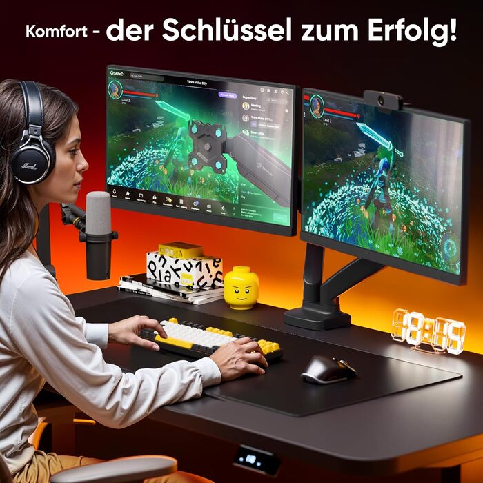 Кріплення для монітора ONKRON G160-W (2 монітори) - газ. підйомник, VESA 75x75-100x100, для моніторів 13-32