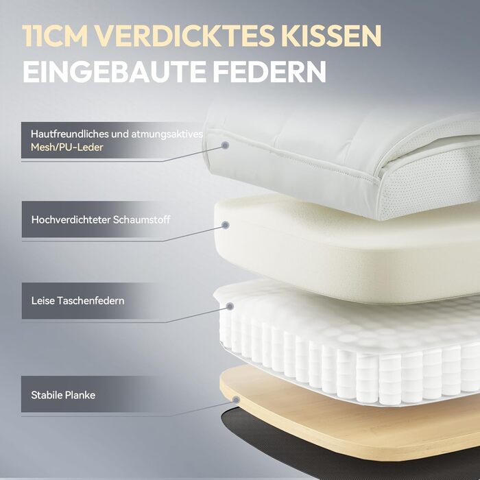 Ігровий крісло Dowinx, ергономічний офісний крісло з кишеньковим пружинним подушками, крісло для начальника з двошаровою м'якою спинкою та регульованою поперековою подушкою, підлокітниками та підставкою для ніг (білий, PU)