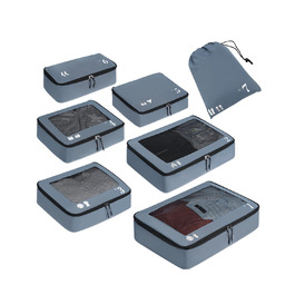 Набір органайзерів для подорожей ECOHUB (7 предметів) — органайзери для валізи та рюкзака з переробленого PET-пластику, сірі