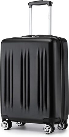 Чемодан KONO Handgepäck Trolley, 55x39x20 см, 37 л, з розширенням, TSA-замок, 4 колеса, чорний