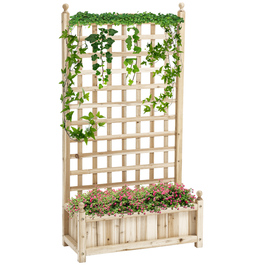 Балконний ящик Outsunny Climbing Plants, 1,2 м, ящик для кашпо з решіткою, ящик для квітів з ширмою конфіденційності, натуральне дерево