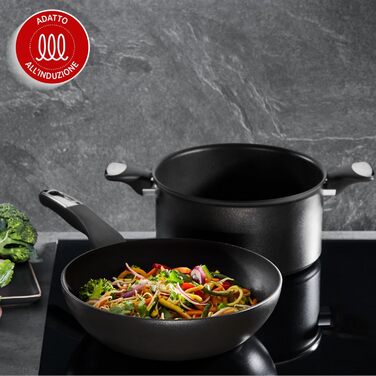 Сковорода Lagostina Intensive Pro з антипригарним покриттям, 32 см, титанове покриття, стійка до подряпин, швидке та рівномірне приготування, технологія Thermo-Signal, сумісна з усіма типами плит (включаючи індукційні)