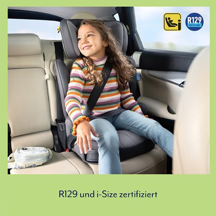 Автокрісло Graco Affix i-Size R129 для дітей 3,5-12 років (100-150 см), чорне, з регульованою підголівником та ISOFIX