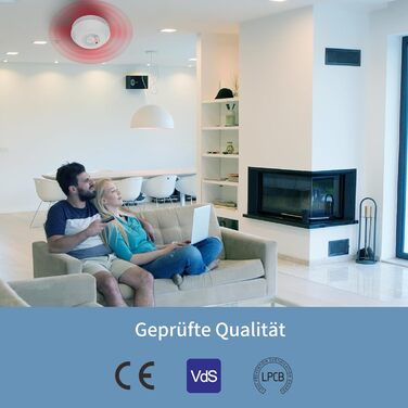 Пожежні сповіщувачі для дому та офісу з фотоелектричним датчиком 10 років, оптичний димовий сповіщувач на батарейці, 2 шт.