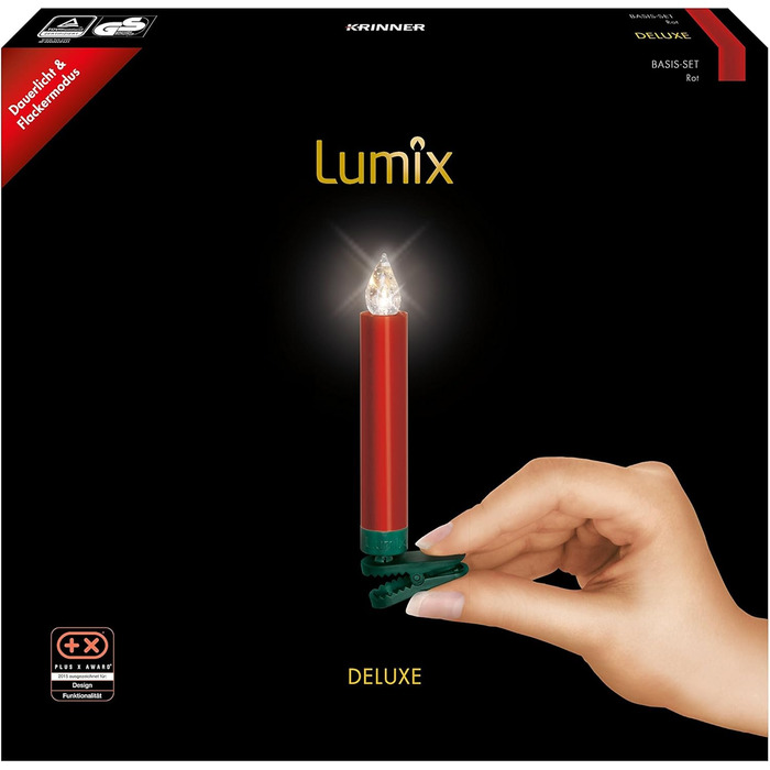 Krinner LUMIX Deluxe: Бездротові LED-свічки на ялинку, набір 10 шт., з пультом IR, 5 рівнів димування, ефект мерехтіння, червоний, арт. 74346