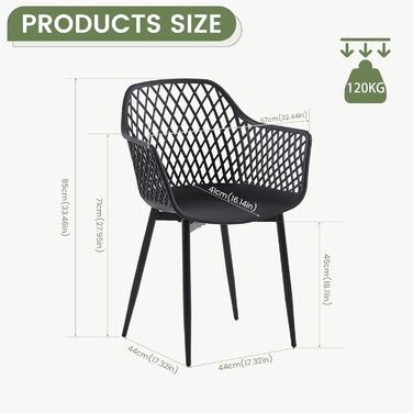 Набір садових стільців для відпочинку на терасі та балконі, чорний (8 шт.)