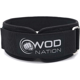 Пояс для важкої атлетики WOD Nation - нейлоновий пояс 10,2 см з міцною опорою для станової тяги, присідань і важкої атлетики - чоловічі та жіночі розміри Black L