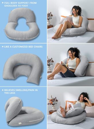 Подушка для читання INSEN з охолоджуючими смугами, сіра, базова модель